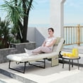 thumbnail image 1 of Outsunny Folding Chaise Lounge Pool Chair with 4-level Reclining Back, Outdoor Sun Tanning Chair with Cushion, Side Pocket, Headrest, Beige, 1 of 9