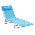 thumbnail image 1 of Outsunny Folding Chaise Lounge Pool Chairs, Outdoor Sun Tanning Chairs with Pillow, Reclining Back, Steel Frame & Breathable Mesh for Beach, Yard, Patio, Blue, 1 of 10