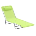 thumbnail image 1 of Outsunny Folding Chaise Lounge Pool Chairs, Outdoor Sun Tanning Chairs with Pillow, Reclining Back, Steel Frame & Breathable Mesh for Beach, Yard, Patio, Green, 1 of 10