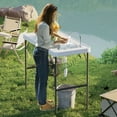 thumbnail image 1 of Outsunny Folding Fish Cleaning Table with Sink, Outdoor Fillet Table for Picnic Beach Patio, White, 1 of 10
