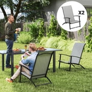 Outsunny Folding Patio Chairs Set of 2, Portable Outdoor Dining Chairs with High Back, Armrests, Gray