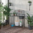 thumbnail image 1 of Outsunny Folding Potting Bench Table, Metal Garden Workstation, Work Bench with Large Built-in Bag with Cover, 5 Hanging Hooks & Storage Shelf,, 1 of 9