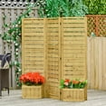 thumbnail image 1 of Outsunny Freestanding Outdoor Privacy Screen, 4 Self-Draining Planters / Raised Garden Beds, 3 Hinged Panels for Hot Tub, Patio, Backyard, Deck, Natural, 1 of 9