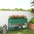 thumbnail image 1 of Outsunny Galvanized Raised Garden Bed, Metal Planter Box with Legs, Storage Shelf and Bed Liner, Green, 1 of 9