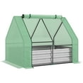 Outsunny Galvanized Raised Garden Bed with Mini Greenhouse Cover