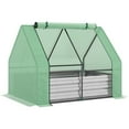 Outsunny Galvanized Raised Garden Bed with Mini Greenhouse Cover