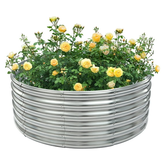Outsunny Garden Bed Galvanized Sheet Planter Box Easy Setup for Garden, Sliver