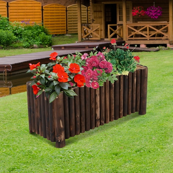 Outsunny Garden Flower Bed Wooden Patio Elevated Vegetable Planting Gardening