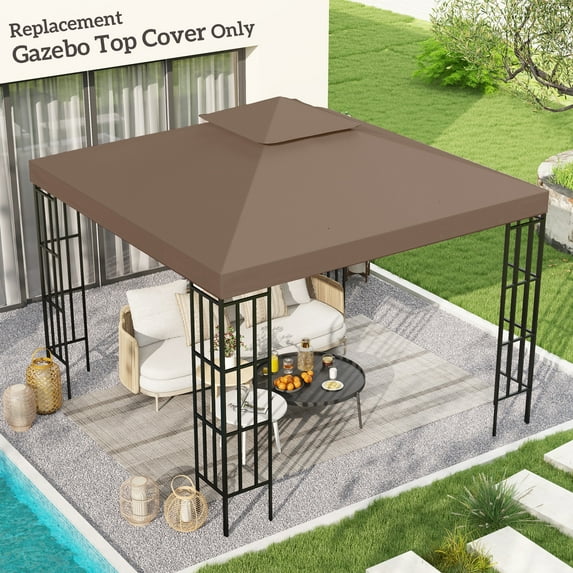 Outsunny Gazebo Replacement Canopy for Model 01 -0153, 2-Tier Top Cover for 9.84' x 9.84' Outdoor Gazebo, Coffee (TOP ONLY)