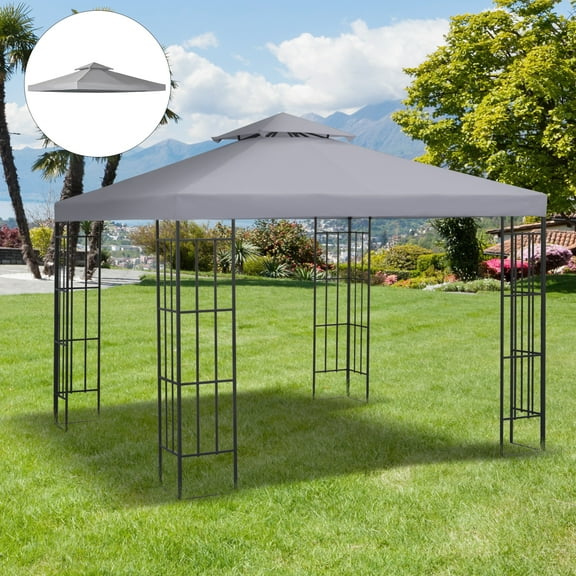 Outsunny Gazebo Replacement Canopy for Model 01 -0153, 2-Tier Top Cover for 9.84' x 9.84' Outdoor Gazebo, Gray (TOP ONLY)