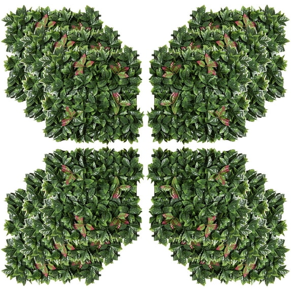 20"X20" Artificial Grass Wall Panels (Set of 12), Outdoor/Indoor Greenery Privacy Screen, Pe Boxwood Backdrop