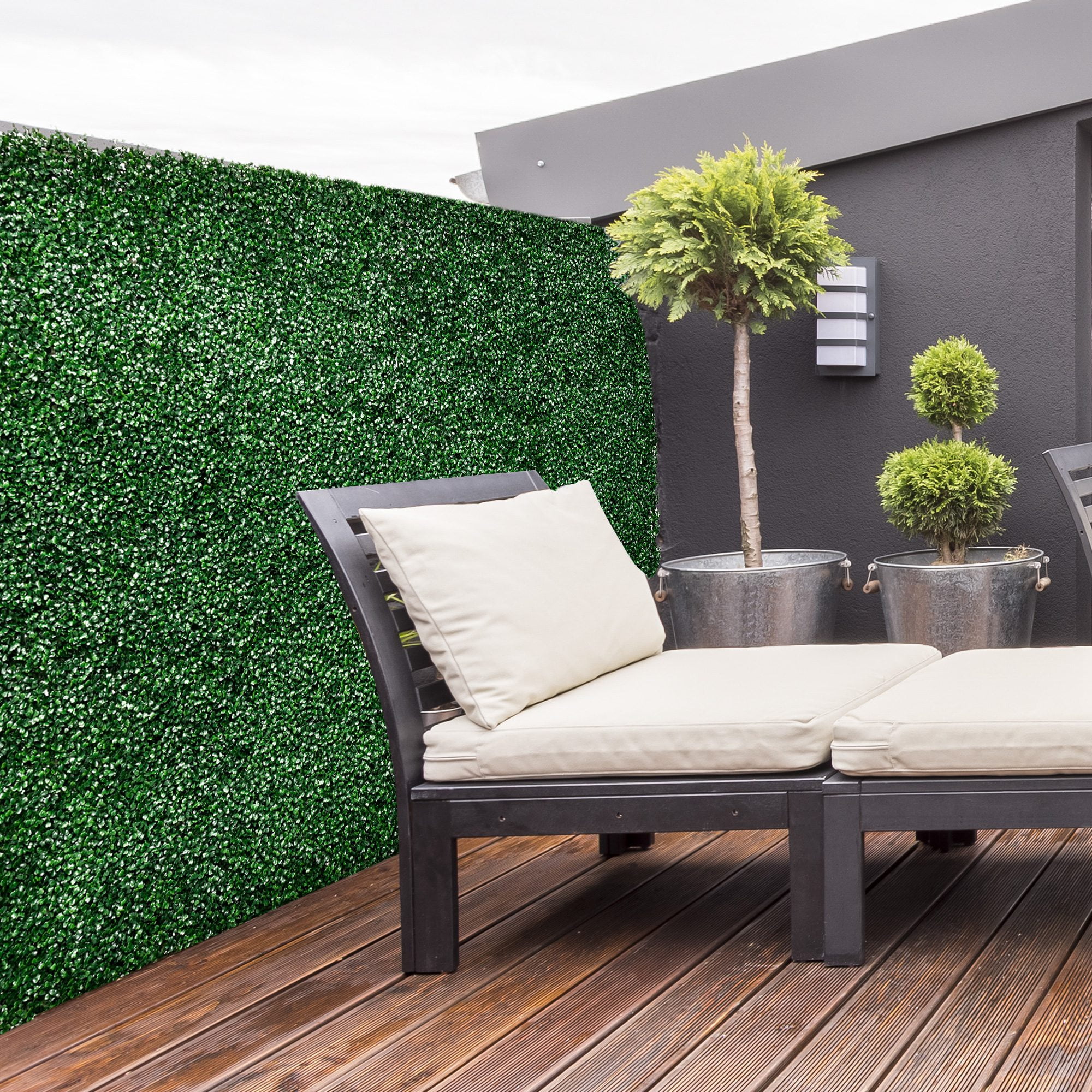 Outsunny 12PCs Grass Wall Panels, 20" x 20" Artificial Grass Wall Decor, Greenery Backdrop Panels Wall for Outdoor, Indoor, Garden, Fence, Backyard, Dark Green