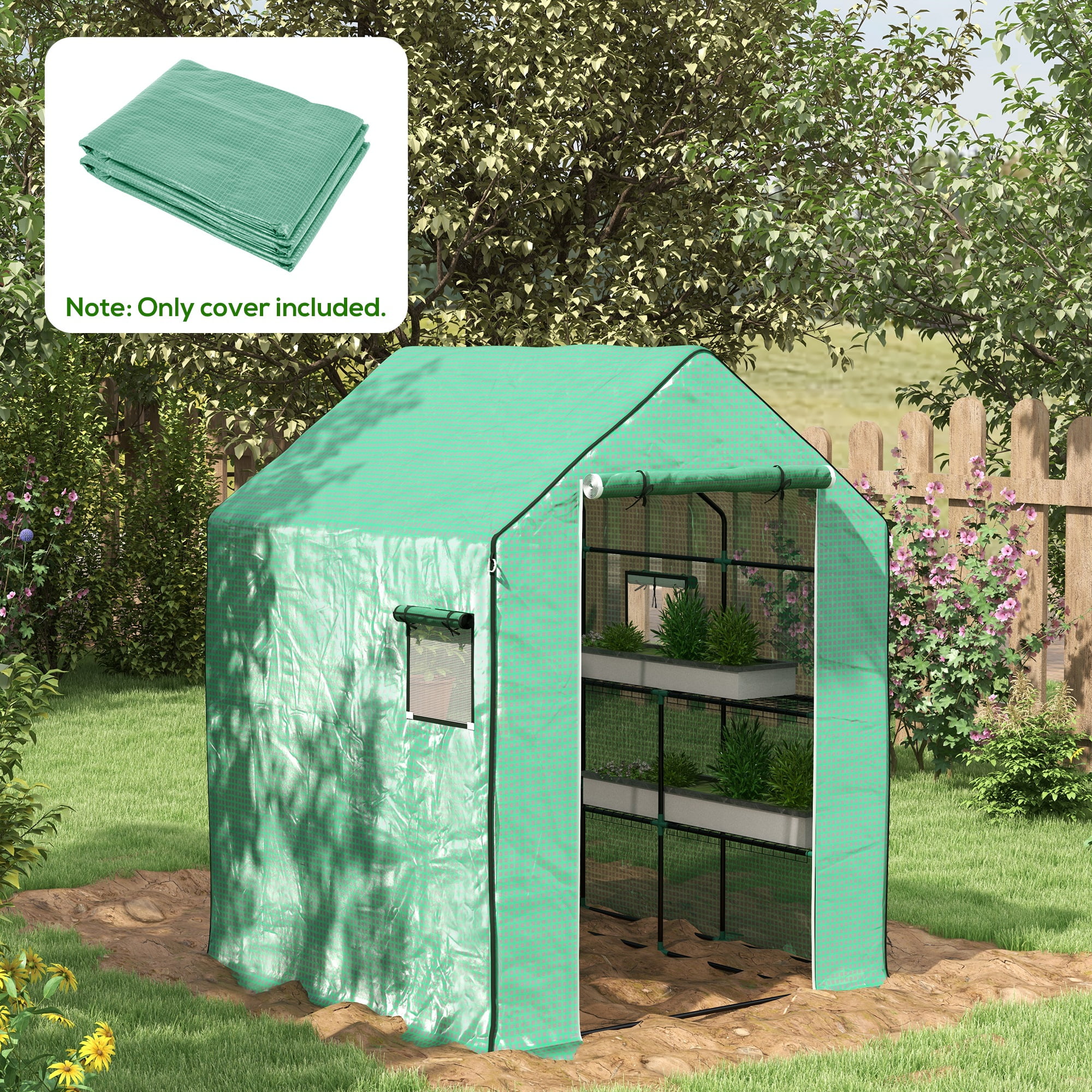 Outsunny Greenhouse 01-0472 Replacement Cover, 55" x 56.25" x 74.75", Green