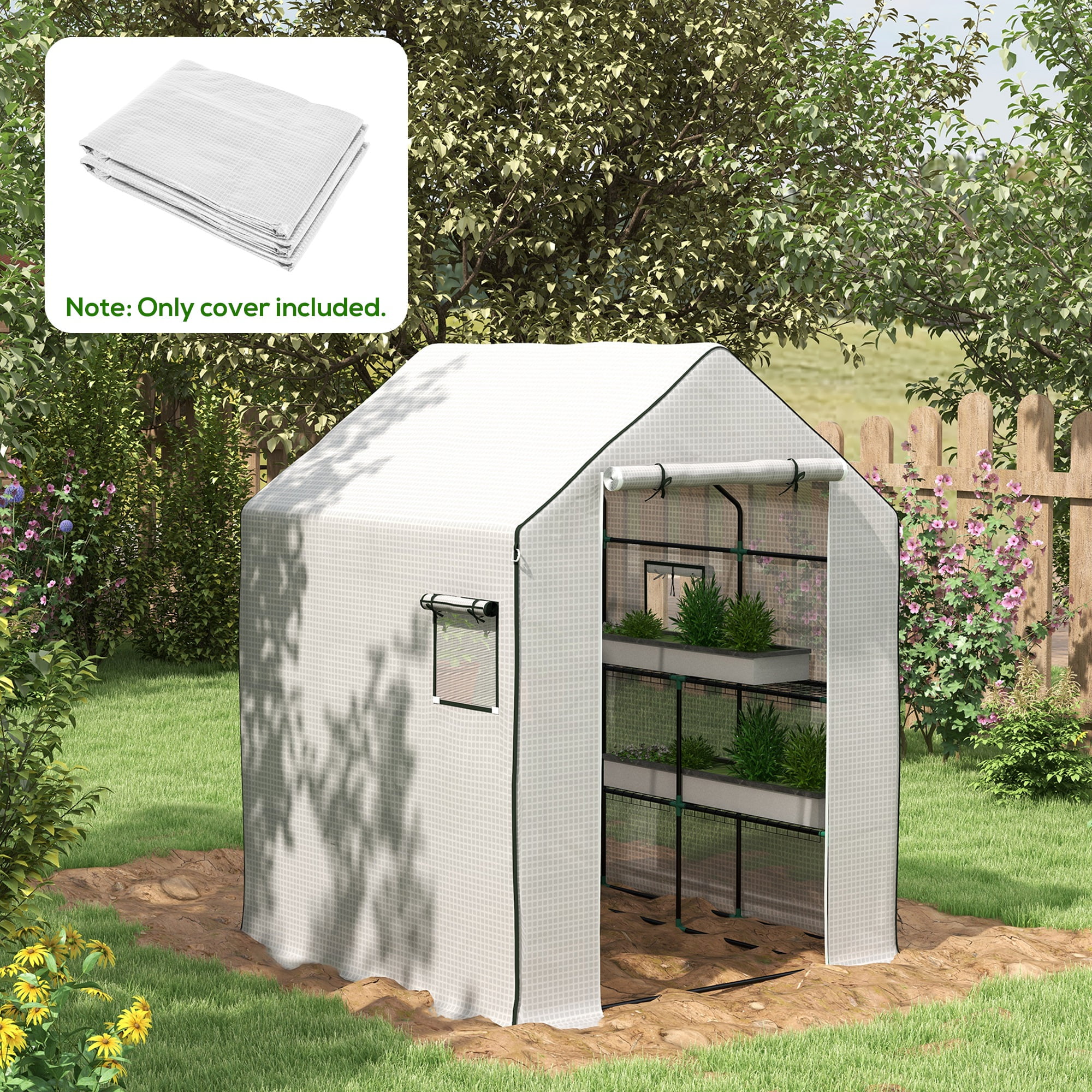 Outsunny Greenhouse 01-0472 Replacement Cover, 55" x 56.25" x 74.75", White