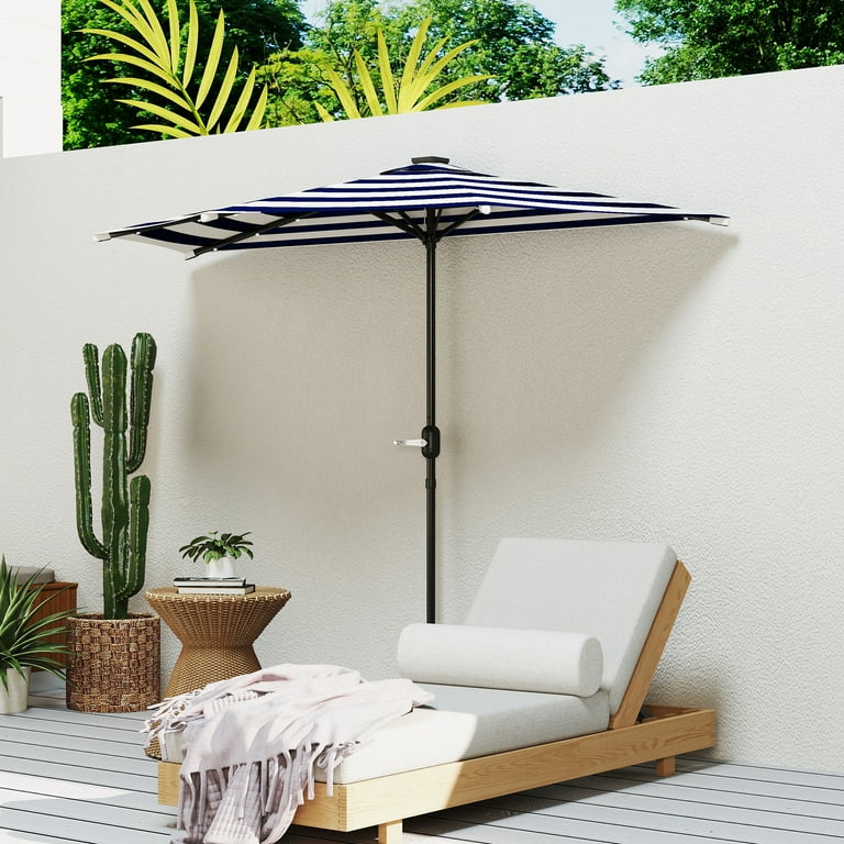 black stripped patio umbrella Ins French Country Black Striped Round Scalloped Patio Umbrella