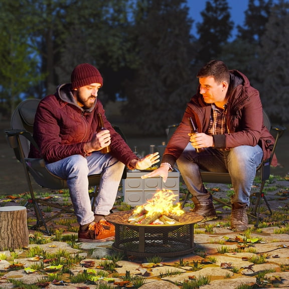 Outsunny Hammock Camping Chair Set of 2, Adjustable Back Folding Rocking Chair with Cup Holder and Padded Seat for Travel Sports Concerts, Black