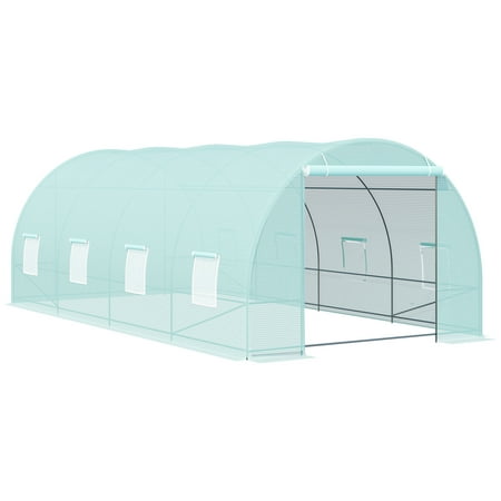 Outsunny High Tunnel Walk-In Garden Greenhouse - 20' x 10' x 7' - Green