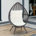 thumbnail image 1 of Outsunny Indoor Outdoor Wicker Egg Chair, Cushion, Beige, 1 of 9