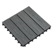 Outsunny Interlocking Deck Tiles  Pack of 11 Outdoor Flooring Patio Tiles  12” x 12”  All Weather for Porch  Balcony  Backyard for a New Classic Look  Grey