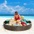 thumbnail image 1 of Outsunny Kids Outdoor Sandbox with Cover Garden Bed, Easy Assembly Children's Round Sandbox for Backyard, Brown, 48.5" x 48.5" x 8.75", 1 of 9