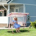 thumbnail image 1 of Outsunny Kids Porch Swing, Outdoor 2-Seat Patio Chair, Toddler Glider with Adjustable Canopy, Seat Belt for Garden Backyard Rabbit Pattern, 1 of 9