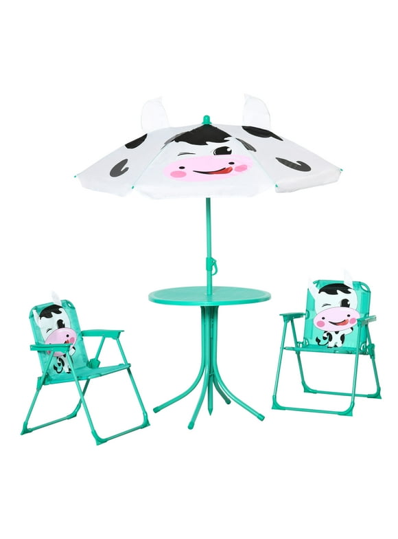 Outsunny Kids Table and Chair Set, 14.25 in. x 15.25 in. x 19.75 in. , Ages 3-6 Years Old, White