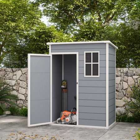 Outsunny Locakable Aluminum Alloy Storage Shed with Accessory Bag, 76" x 59.5" W x 36.25", Gray