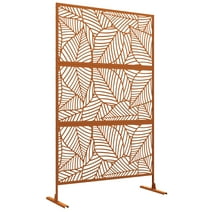Outsunny Metal Privacy Screen 6.5' Outdoor Divider Leaf Motif, Brown