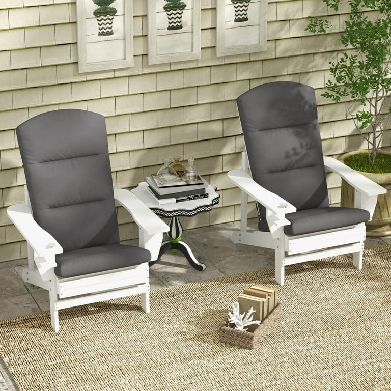 Outsunny Outdoor Adirondack Chair Cushions with Back Ties Gray