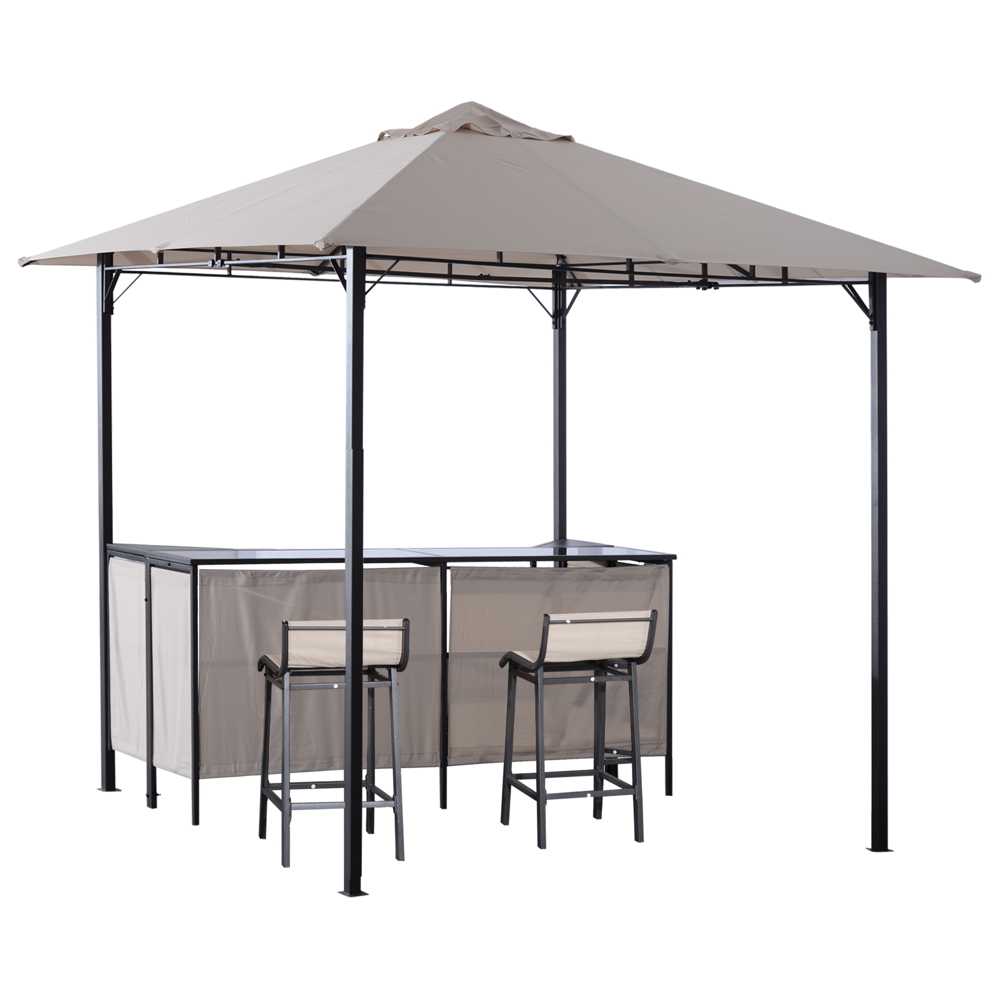 Outsunny Outdoor Bar Table Set Cloth Canopy & 2 Chairs Patio Backyard Furniture - image 1 of 9