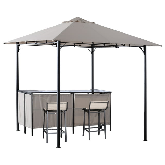 Outsunny Outdoor Bar Table Set Cloth Canopy & 2 Chairs Patio Backyard Furniture