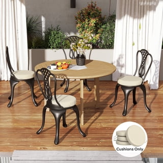 Outsunny Outdoor Chair Cushions Set of 4, Round Seat Cushions for Dining Chairs Bistro Chairs with Machine Washable Cover, 15" x 15" x 3", Cream White