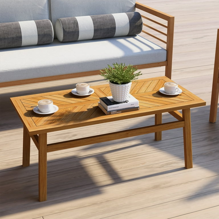 Outsunny Outdoor Coffee Table for Garden Backyard Acacia Wood Walmart