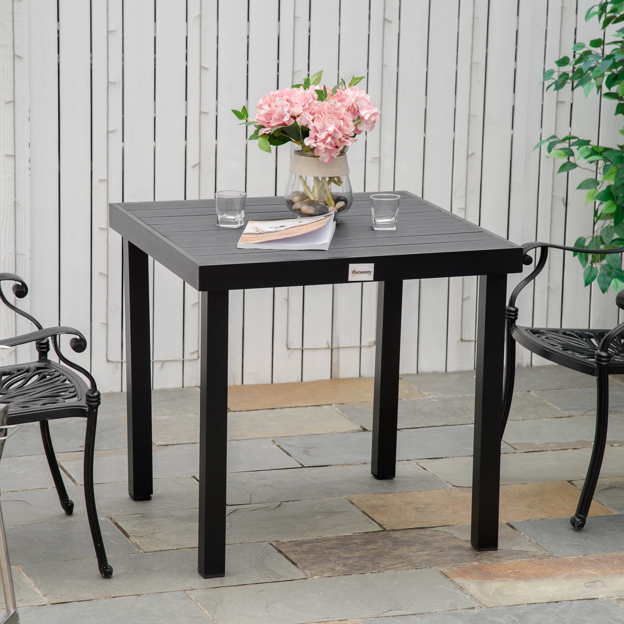 Free Shipping! Outsunny Outdoor Dining Table for 4 Person, Square Patio