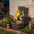 thumbnail image 1 of Outsunny Outdoor Fountain with 3-Tier Puppy Theme, LED Lights, Adjustable Flow, Resin Freestanding Garden Fountain, Rustic Brown, 1 of 9