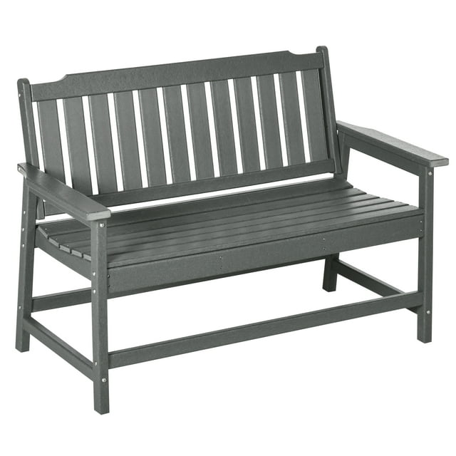 Outsunny Outdoor Garden Bench w/ All Weather HDPE, Gray