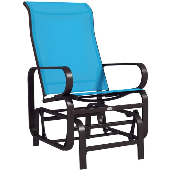 Outsunny Outdoor Glider Chair, Gliders for Outside Patio with Smooth Rocking Mechanism and Lightweight Construction for Backyard, Blue