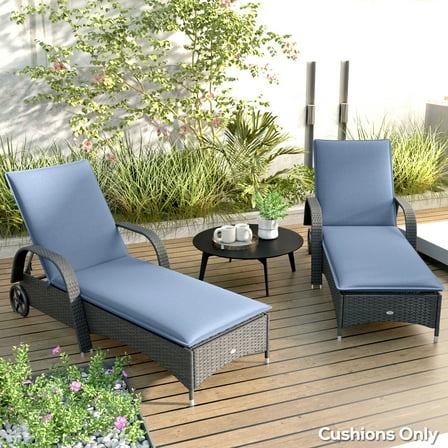 Outsunny Outdoor Lounge Chair Cushion Set of 2, Foldable Patio Chaise Lounge Cushion Set, 76" x 23", Blue