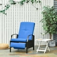 thumbnail image 1 of Outsunny Outdoor Recliner Chair, Reclining Patio Lounge Chair with Comfy Cushions, Footrest, Armrests, PE Wicker for Balcony, Porch, Blue, 1 of 9