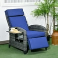 thumbnail image 1 of Outsunny Outdoor Recliner Chair with Cushions, PE Wicker Reclining Patio Lounge Chair with Adjustable Footrest, Armrests, Side Tray Table, Dark Blue, 1 of 9