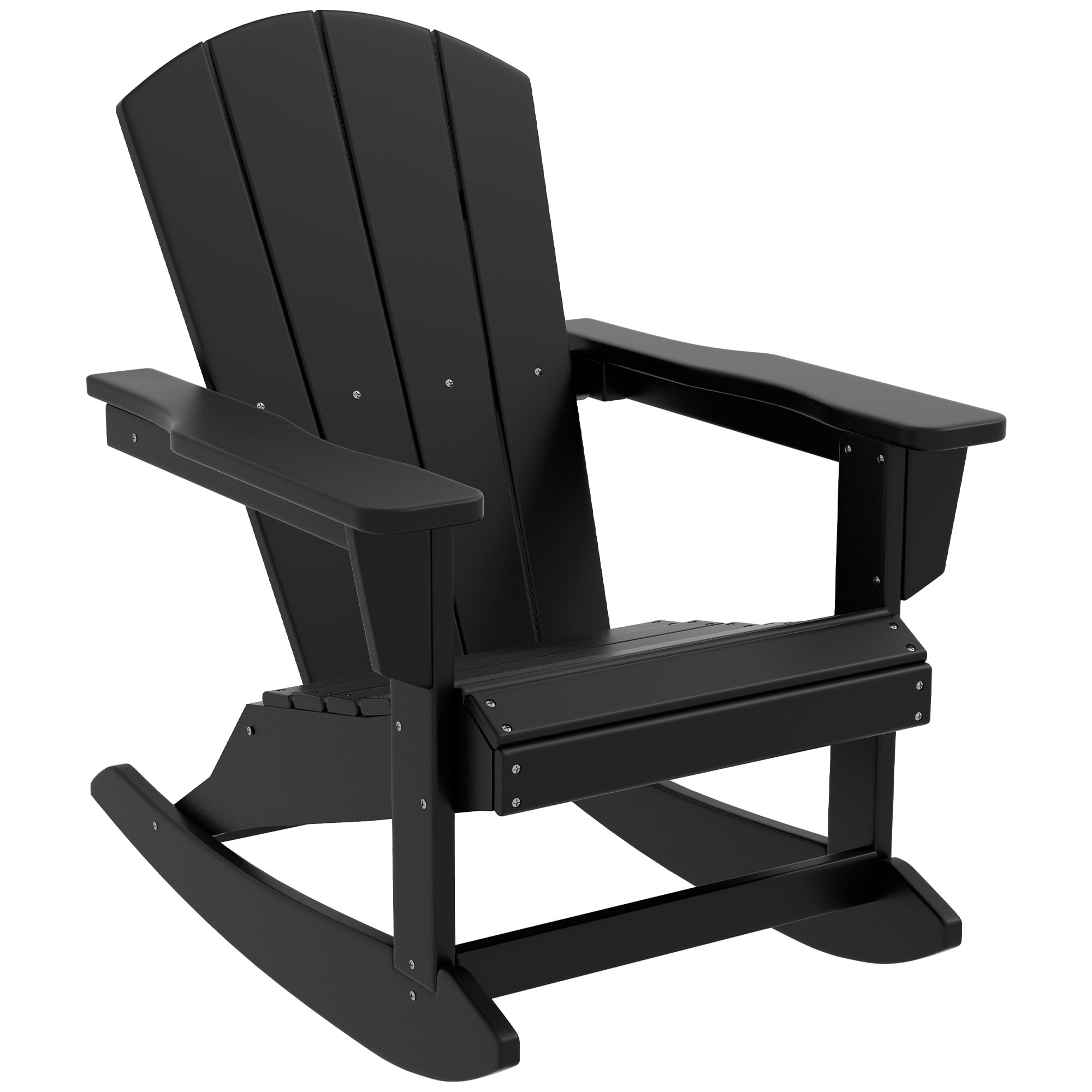 Outsunny Outdoor Rocking Chair, HDPE Adirondack Porch Rocker, Black