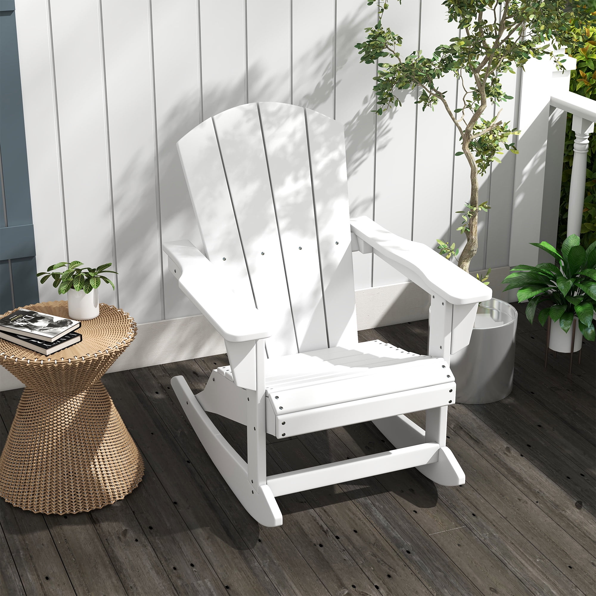 Outsunny Outdoor Rocking Chair, HDPE Adirondack Porch Rocker Chair for ...