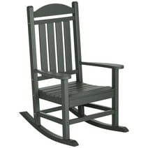 Outsunny Outdoor Rocking Chairs HDPE Slatted Design Porch Rocker Dark Gray
