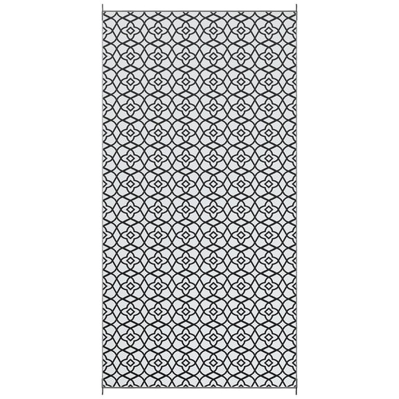 Outsunny Outdoor Rug 9‘x18‘ Reversible RV Camping Black & White Clover Portable Design
