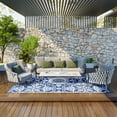 thumbnail image 1 of Outsunny Outdoor Rug & Bag, 9' x 12' Plastic Rug, Blue & White Floral, 1 of 7