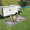 thumbnail image 1 of Outsunny Outdoor Rug & Bag, 9' x 18' Plastic Rug, Black & Gray Border, 1 of 8