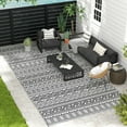 thumbnail image 1 of Outsunny Outdoor Rug & Bag, 9' x 18' Plastic Rug, Gray Cream Boho, 1 of 9