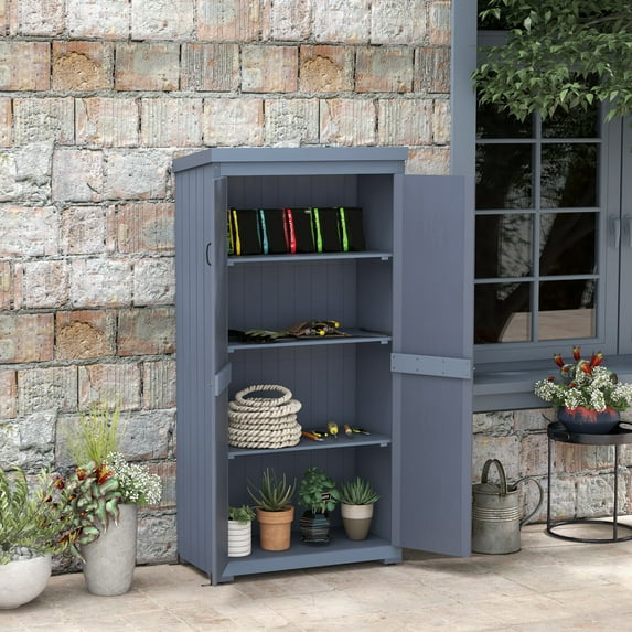 Outsunny Outdoor Storage Cabinet with Waterproof Metal Roof, Gray