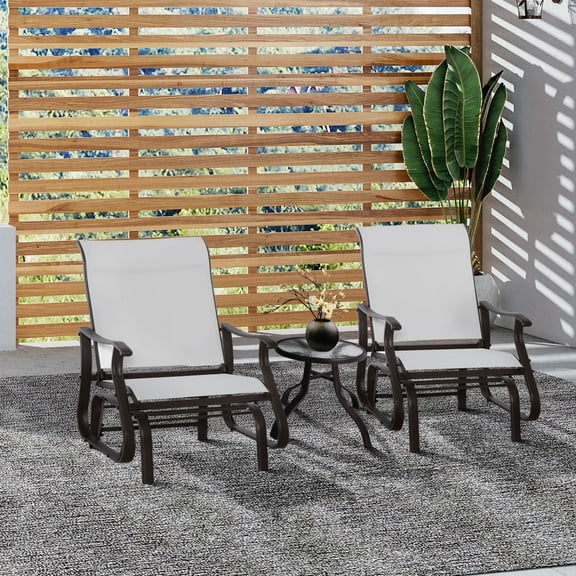 Outsunny Outdoor Swing Glider Chair, Patio Mesh Rocking Chair with Steel Frame for Backyard, Garden, and Porch, White