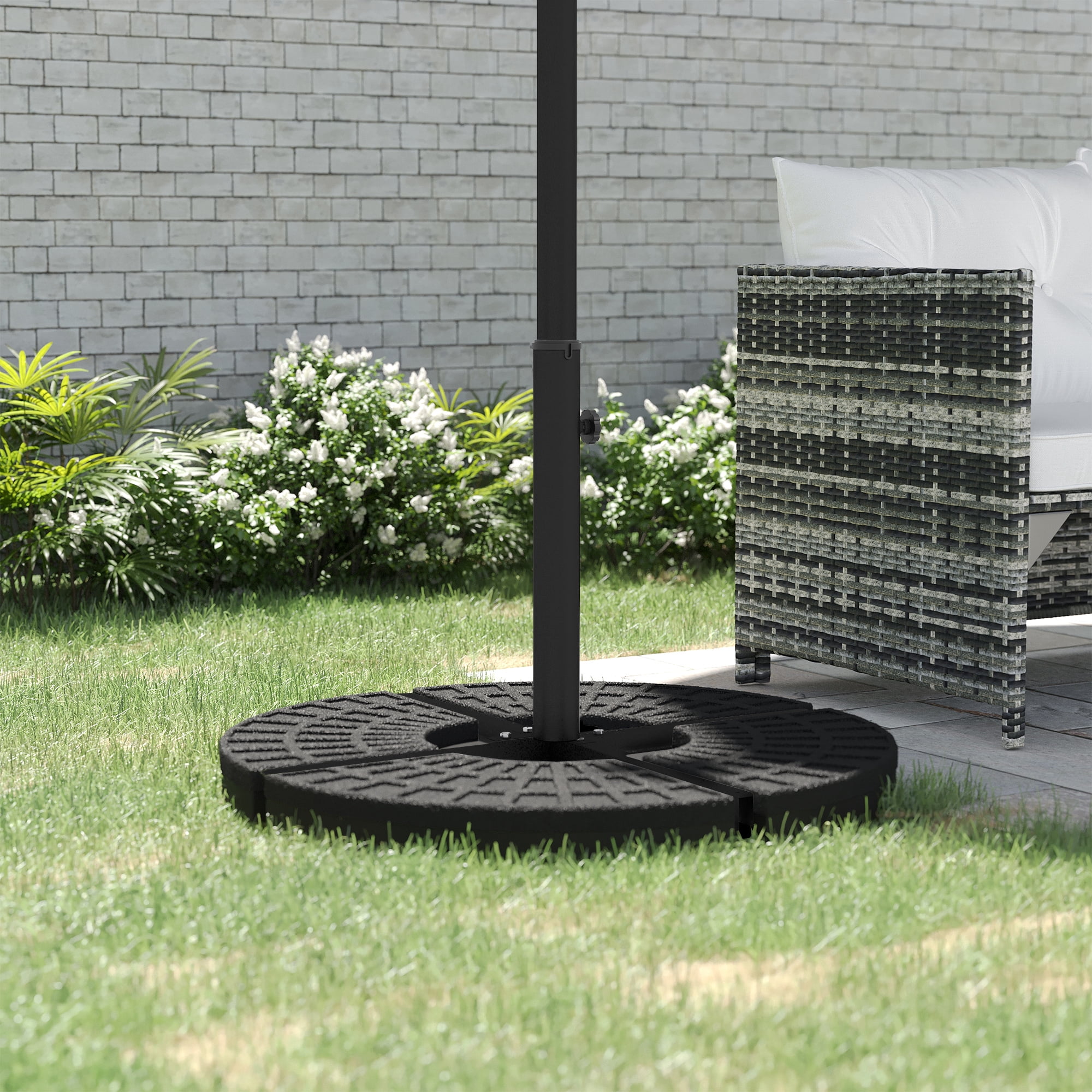 Black Steel Outdoor Cross Brace Umbrella Stand